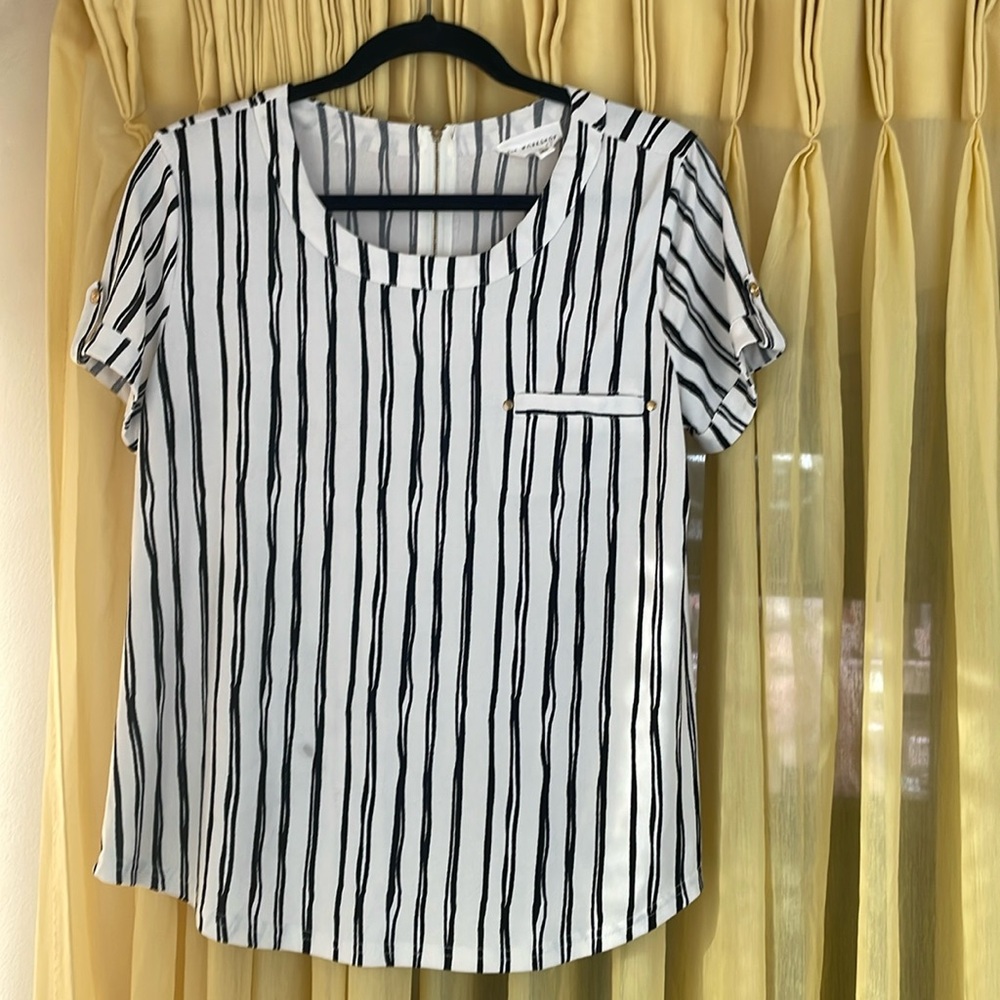 The Workshop Striped Short Sleeve Blouse